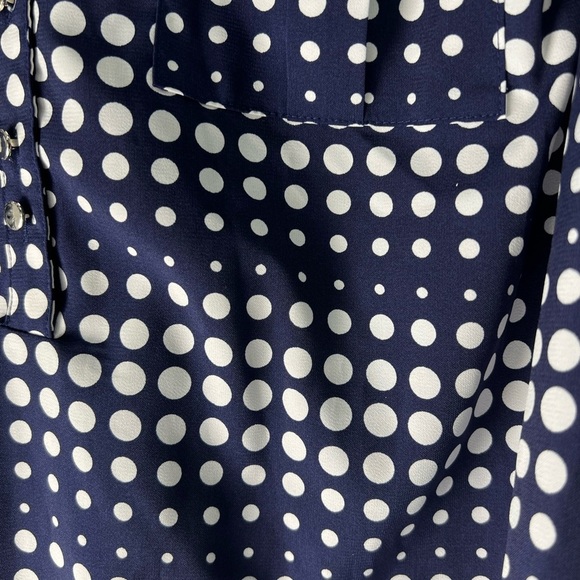 Notations Navy and White Polka Dot Blouse - Picture 8 of 12